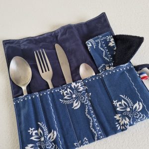 range couvert coton et tissu éponge bambou range couvert nomade