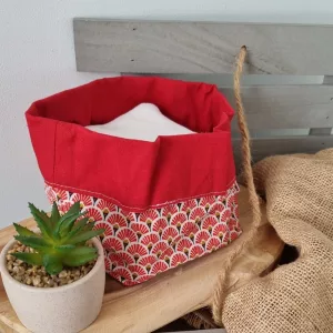 panière carré en coton rouge exemple d'utilisation
