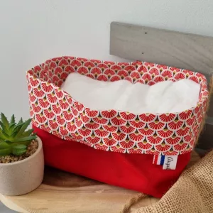 panière rectangle en coton rouge réversible exemple d'utilisation