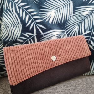 Portefeuille suédine et velours côtelé