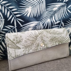 Portefeuille suédine et tissu d'ameublement